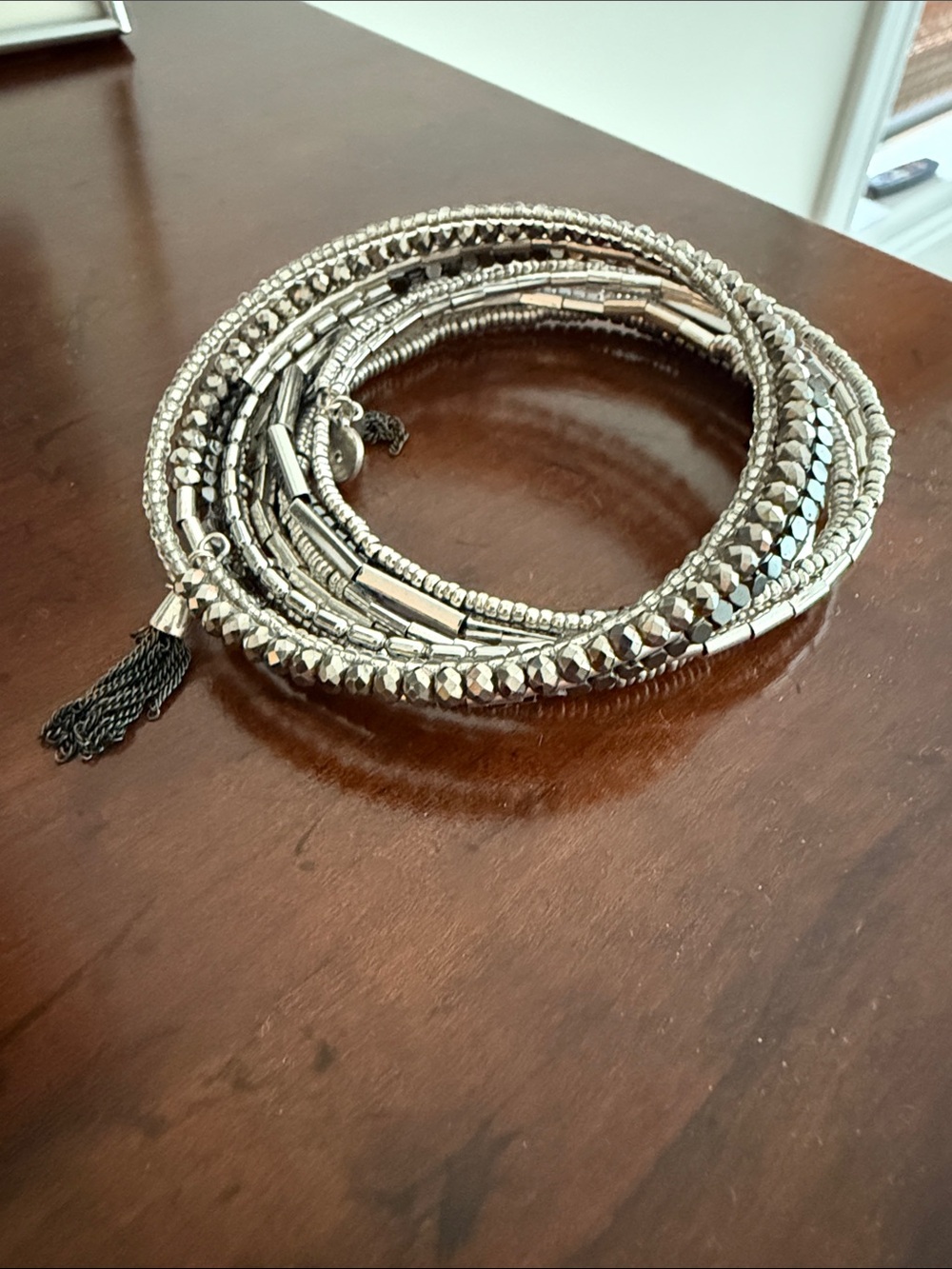 Stella & Dot Silver and Black Multi-Strand Wrap Bracelet - Picture 2 of 2